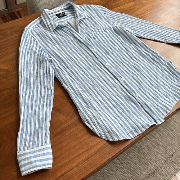 J. Crew Classic-fit soft gauze shirt in stripe Size 8 - Picture 4 of 8